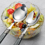 2-piece Salad Servers Stainless Steel Salad Serving Set Salad Fork and Spoon (Grey)