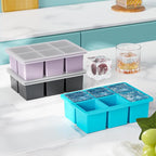 Large Ice Cube Tray for Whiskey: 2inch Big Silicone Ice Trays with Lid for Whisky - 3Pack Old Fashioned Ice Cube Trays for Cocktail - Huge Square Cubed Bourbon Ice Cube Maker