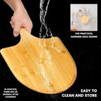 2 Pack Pizza Peel 11 Inch, Natural Bamboo Pizza Spatula Wooden Pizza Spatula Paddle Board for Home Pizza Cutting，Cheese, Bread,Fruit,Vegetable Oragaznie (2)