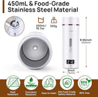 Portable Electric Kettle – Plug-in with Travel Bag, 450mL 304 Stainless Steel, 4 Preset Temp, Rapid Boiling, Auto Shut-Off & Boil-Dry Protection, Home Office Hotel Caravan Dorm Business Trip