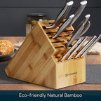 KITCHENDAO Deluxe 20 Slot Bamboo Knife Block Block without Knives, Countertop Butcher Block Kitchen Knife Stand, Hold Multiple Large Blade Knives, Wider Slots for Easier Storage