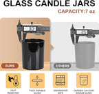 Thick Candle Jars for Making Candles 12 Pcs, 7 OZ Empty Jars with Wood Lids for Candle Making, Sample Container, Light Black