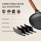 YUTANN Non Stick Frying Pans Set - 8, 10 & 12 Inch Cast Iron Skillets, Pre-Seasoned Diamond Texture Bottom for Oil-Saving Cooking, PFAS/PFOA Free, Detachable Handles, Induction & Oven Safe