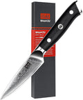 SHAN ZU 4 Inch Paring Knife, Japanese Steel Damascus Professional Kitchen Knives High Carbon Super Steel Carving Knife with Gift Box