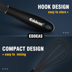 Silicone Mini Whisk, Small whisks Non-Stick Tiny Whisks set of 2（5.5in & 7.5in）-Heat Resistant (450°F) Whisks, Balloon Egg Beater Perfect for Whisking, Beating, Mixing, Blending, Black