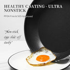 Innerwell Frying Pan Set With Lids - Non Stick Frying Pans Set 3 Pcs, Nonstick Skillet Pans Set Egg Omelette Pan W/Lid, PFOA Free, Induction Non Toxic Cooking Black Pan Set