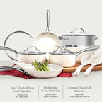 GOTHAM STEEL 20 Pc Ceramic Cookware Set Nonstick, Ceramic Pots and Pans Set Non Stick for Kitchen with Bakeware, Cooking Utensils & Steamer, Non Toxic PFOA PFOS Free, Oven & Dishwasher Safe