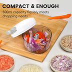 Manual Food Processor & Vegetable Chopper Grey - 2.3 Cup Mini Hand-Pull Cord Kitchen Chopper for Onion, Garlic, Vegetables with 3 Stainless Steel Blades