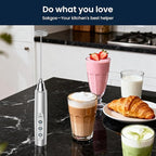 Milk Frother Rechargeable Handheld-Electric Whisk 3 Speed Adjustable, Coffee Frother Wand with 3 Stainless Whisks, Electric Foam Maker, Drink Mixer Blender for Latte Cappuccino Matcha Egg