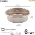 CHEFMADE Mini Round Cake Pan Set, 6-Inch 4Pcs Non-Stick Round Cake and Loaf Bakeware for Oven and Instant Pot Baking (Champagne Gold)