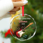 Personalized Electric Guitar Christmas Ornament Gift for Musician, Electric Guitar Player Glass Ornament Xmas 2025, Custom Text & Name Guitarist Glass Keepsake, Musical Instrument Christmas Ornaments