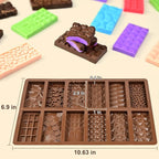 2 Pcs Chocolate Bar Mold, Non Stick Dubai Chocolate Bar Knafeh Pistachio Candy Mold, 12-in-1 Break Apart Design for Dubai Molds, Energy Protein Bar
