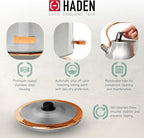 HADEN Heritage 1.7 Liter Stainless Steel Electric Kettle Bundled with 12 Cup Drip Coffee Maker, Coffee Machine with Auto Shut-Off, Steel & Copper
