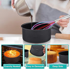 E-far 6 x 3 Inch Cake Pan Set of 2, Nonstick Stainless Steel Small Round Cake Pans Tin for Birthday Wedding, Stainless Steel Core & Non-toxic Coating, Deep & Straight Side