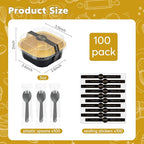 Ruckae 5oz 100 Pcs Square Mini Loaf Pans with Lids-Disposable Foil Dessert Containers,Mini Cake Pans with Lids,Aluminum Dessert Cups for Parties and Weddings (Black Gold, 5oz)