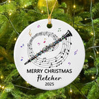 Awesome Clarinet Musical Ceramic Ornament, Custom Text Year Name Clarinetist Xmas Tree Ornaments Gift for Women Men Clarinet Instrument Player, Personalized Clarinets Ceramic Christmas Ornament 2025