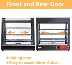 Whalefall 3-Tier Food Warmers Countertop, 27" Commercial Warm for Food Pizza Warmer w/ 3D Heating with Stainless Frame Sliding Glass Doors Pastry Display Case for Buffet Restaurant