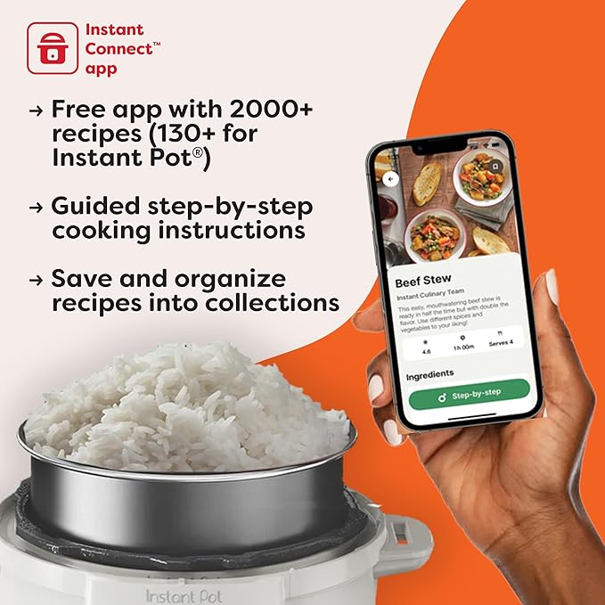 Instant Pot Duo 7-in-1 Electric Pressure Cooker, Slow Cooker, Rice Cooker, Steamer, Sauté, Yogurt Maker, Warmer & Sterilizer, Includes App With Over 800 Recipes, Stainless Steel, 8 Quart