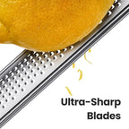Cheese Grater with Non-Slip Handle, Lemon Zester, Extra Coarse Grater, 12in x 2.5in