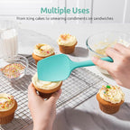 U-Taste Silicone Spoon Spatula Set, 600ºF High Heat Resistant Food Grade Flexible Rubber Scraper, Cooking Mixing Baking Kitchen Utensils Set of 3 (Aqua Sky)