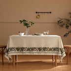 ISAENNE Designer Christmas Linen Small Rectangular Tablecloth,Light Beige Western Elegant Table Cloth,Wrinkle Resistant Decor Tablecloths for Dining Thanksgiving Kitchen Christmas,55"*71"-Carol G