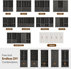 70.8" Tall Bookshelf with Doors, Farmhouse Modular Bookcase with 4-Tier Adjustable Shelves, Large Storage Cabinet for Home Office, Living Room, Black