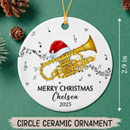 Personalized Cornet Musical Ceramic Ornament, Customized Year Text Name Cornet Player Ornaments Gift for Cornetist Daughter Son Kids Dad Mom Husband Wife, Unique Cornet Instrument Ceramic Ornament