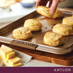 Anolon Advanced Nonstick Bakeware Cookie Pan Set/Baking Sheets with Silicone Grips, 2 Piece, Bronze