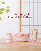 ZENS Pink Matcha Set, 6pcs Matcha Kit Includes Ceramic Bowl, Handcrafted Bamboo Whisk and Chasen Holder, Scoop, 304 Sifter & Tea Mat, Matcha Whisk Set Gift for Matcha Lovers