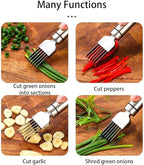 Stainless Steel Green Onion Slicer 2 PCS, Multi-Blade Kitchen Herb Cutter, Professional Scallion Shredding Tool Shred Silk The Knife, Upgrade Stainless Steel Chopped Green Onion Knife Vegetable
