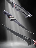 7 Inch Fillet Knife - Professional Kitchen Boning Knife - Black Damascus Steel with Ergonomic Handle - MIAO Series