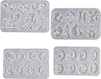 4 Pack Pendant Earring Molds - Animal & Moon Shapes, Silicone & Resin Casting Molds for Candle Making & Home Decor