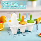 Miaowoof Silicone Popsicles Molds for Toddlers, 6-Cavity Non-BPA Premium Silicone Small Popsicle Molds, Ice Pop Mold with 6 Colorful Reusable Sticks for Kids (White)