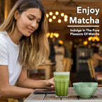 7 Pcs Matcha Whisk Set, Perfect Matcha Kit for Matcha Lovers Includes Ceramic Bowl, Bamboo Whisk, Holder, Scoop, Sifter & Cloth