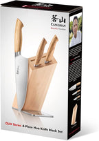 Cangshan OLIV Series 4-Piece HUA Knife Block Set, Forged Swedish 14C28N Steel, Maple Block, 501677