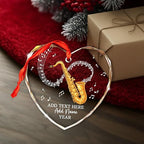 Personalized Saxophonist Christmas Glass Ornament 2025, Saxophone Musical Instrument Ornaments for Xmas Tree, Custom Text Name & Year Saxophone Player Xmas Ornament, Gifts for Music Lovers