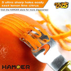 Lemon Zester Tool with Channel Knife Citrus Twist Making Tool Ergonomic Curved Handle Gold-Black