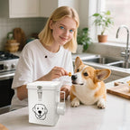 Dog Food Storage Container Airtight Dog Treat Container Pet Food Storage Containers Dog Treat Jar Tinplate Dog Treat Bin White