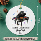 Personalized Piano Musical Ceramic Christmas Ornament, Customized Text Year Name Piano Player Ornaments Gift for Pianist Dad Mom Daughter Son Kid, Unique Pianos Instrument Ceramic Xmas Tree Ornament