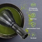 Resin Matcha Whisk Traditional Japanese Chasen Matcha Tea Whisk Gifts for Tea Lovers Reusable Plastic Matcha Whisk for Authentic Tea Preparation (Black+Black)