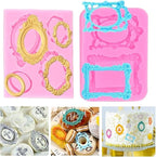 Photo Frame Fondant Molds Vintage Frame Chocolate Mold Mirror Picture Frames Silicone Mold for Cake Pop Decorating Cupcake Sugar Gum Paste Topper Candy Polymer Clay