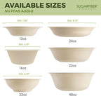 [500 COUNT] Harvest Pack PFAS FREE 48oz Round Paper Bowls - Compostable Heavy-Duty Eco-Friendly Disposable Bagasse Large Soup Bowls sugarcane made for Meal Prep Takeout Dinnerware, Microwave Safe