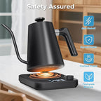 Gooseneck Electric Kettle, ±1°F Precision Control, Smart Altitude Adjustment, 24H Keep Warm, 30-Min Auto Memory, Food Grade Stainless Steel, Pour Over Kettle for Coffee and Tea, 1200W/1.0L