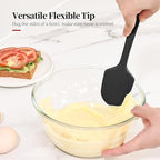 600ºF Heat Resistant Spatulas, High Heat Food Safe Semless Kitchen Silicone Scraper Set for Cooking Baking Mixing Scraping Stirring Nonstick Cookware Pan Bowl (2Pcs,Black)