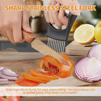 2PCS Onion Holder for Slicing, Upgraded Stainless Steel Onion Slicer Holder with Ergonomic Handle, Tomato Cutter, Vegetable Slicing Tool, Meat Tenderizer, Kitchen Food Cutting Gadget