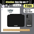 BEARFOOT Kids Lunch Box with Compartments – Compact & Lightweight | Leak-Proof, BPA-Free, Dishwasher & Microwave Safe | Hand-Drawn Design for Preschool, School, Travel (Black, 4 Cups)
