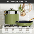 Nuwave Lux LE 13-Pc Cookware Set with Elegant Gold Handle, Diamond Infused Ceramic Non-Stick, PFAS Free, Premium Metal Lids, Ergonomic Stay-Cool Handles, Induction Ready & Compatible w/All Cooktops