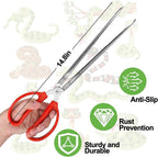 Snake Feeding Tongs,15 Inch Reptile Feeding Tongs,Extra Long Large Tweezers for Corn Ball Python Accessories,Bearded Dragon Tank Accessories,Pet Terrarium Supplies for Leopard Crested Gecko,Lizard