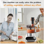 Camic 600W Food Processor, 72OZ Large Capacity Countertop Electric Vegetable Chopper with 6 Preset Programs,BPA Free, Stainless Steel Blades for Ice Crushing, Mixing, Chopping,Clicing