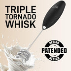 Zulay Kitchen Patented Tornado Triple Whisk Milk Frother with 2 Duracell Batteries – Handheld Foam Maker for Coffee, Lattes, Matcha & Hot Chocolate – Rich, Creamy Froth in Seconds
